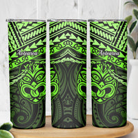 Matariki New Zealand Skinny Tumbler Maori New Year Tiki Green Version LT14 - Polynesian Pride