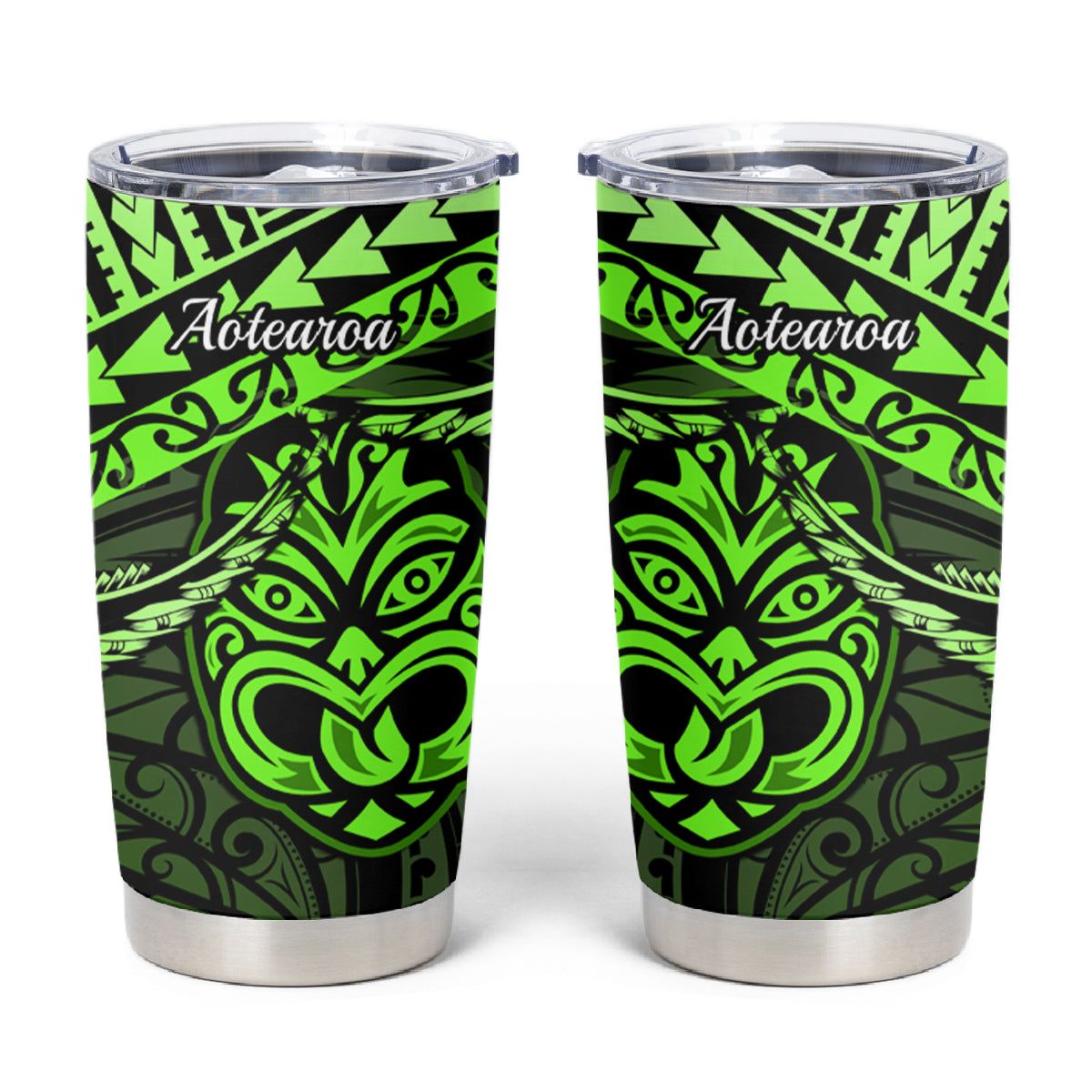 Matariki New Zealand Tumbler Cup Maori New Year Tiki Green Version LT14 Green - Polynesian Pride