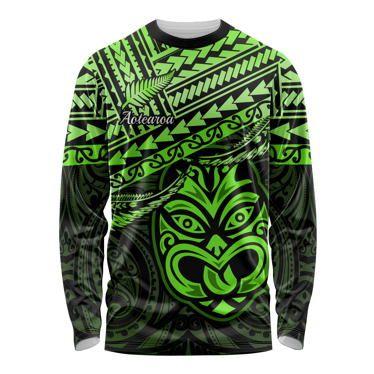 Personalised Matariki New Zealand Long Sleeve Shirt Maori New Year Tiki Green Version LT14 Unisex Green - Polynesian Pride
