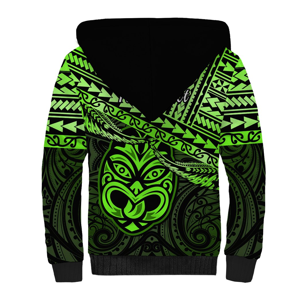 Personalised Matariki New Zealand Sherpa Hoodie Maori New Year Tiki Green Version LT14 - Polynesian Pride