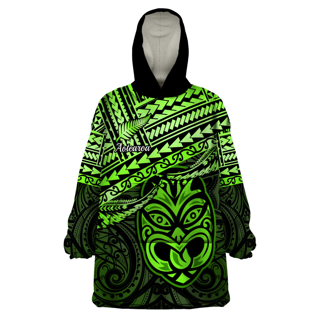 Personalised Matariki New Zealand Wearable Blanket Hoodie Maori New Year Tiki Green Version LT14 One Size Green - Polynesian Pride