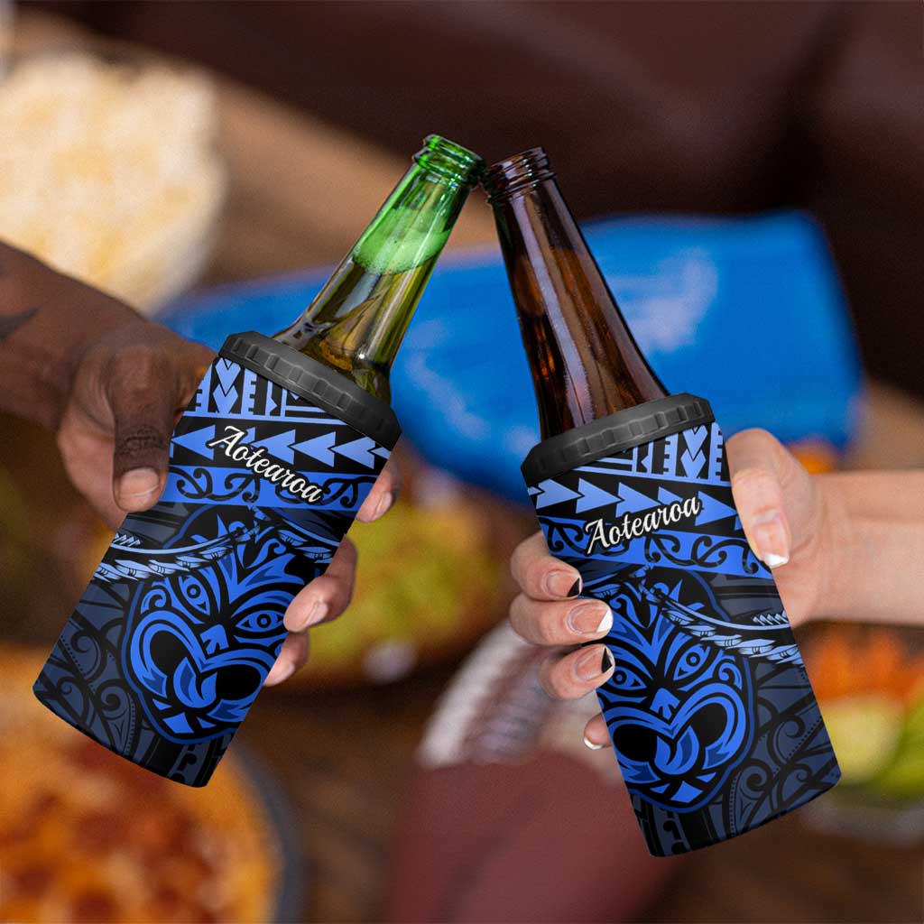 Matariki New Zealand 4 in 1 Can Cooler Tumbler Maori New Year Tiki Blue Version LT14 - Polynesian Pride