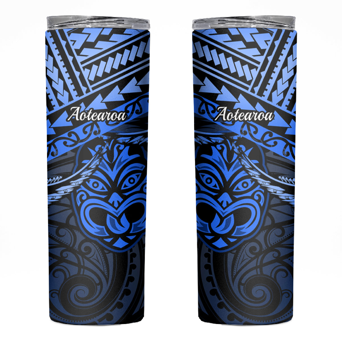Matariki New Zealand Skinny Tumbler Maori New Year Tiki Blue Version LT14 Blue - Polynesian Pride