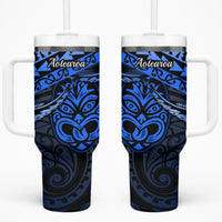 Matariki New Zealand Tumbler With Handle Maori New Year Tiki Blue Version