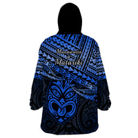 Matariki New Zealand Wearable Blanket Hoodie Maori New Year Tiki Blue Version LT14 - Polynesian Pride