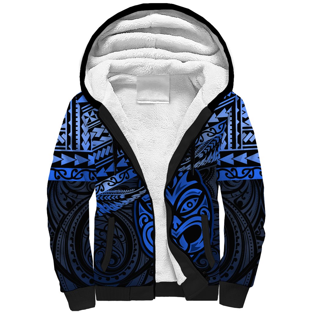 Personalised Matariki New Zealand Sherpa Hoodie Maori New Year Tiki Blue Version LT14 Unisex Blue - Polynesian Pride