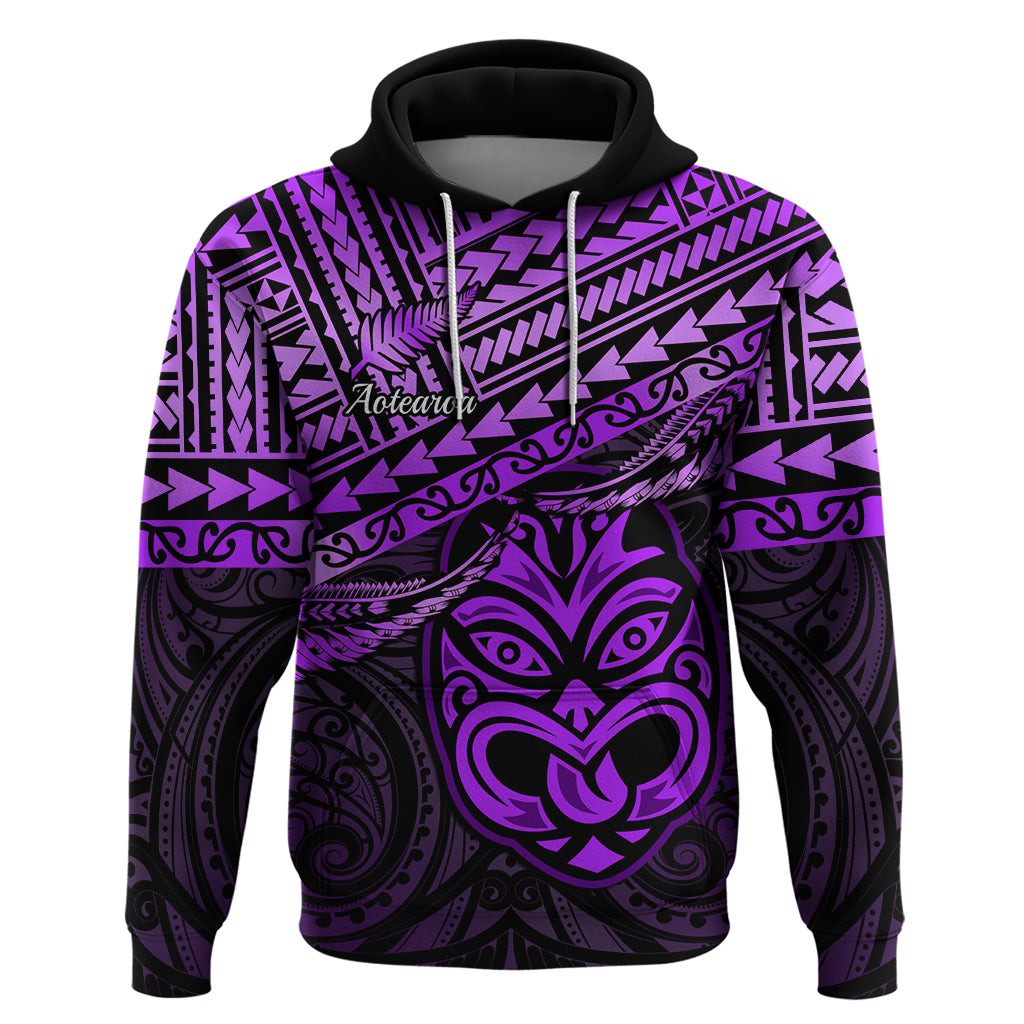 Matariki New Zealand Hoodie Maori New Year Tiki Purple Version LT14 Pullover Hoodie Purple - Polynesian Pride