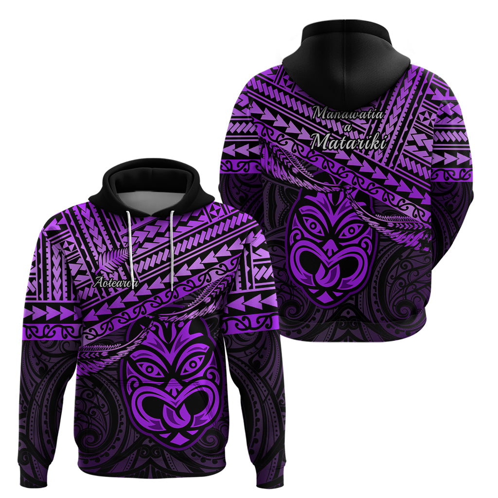 Matariki New Zealand Hoodie Maori New Year Tiki Purple Version LT14 - Polynesian Pride