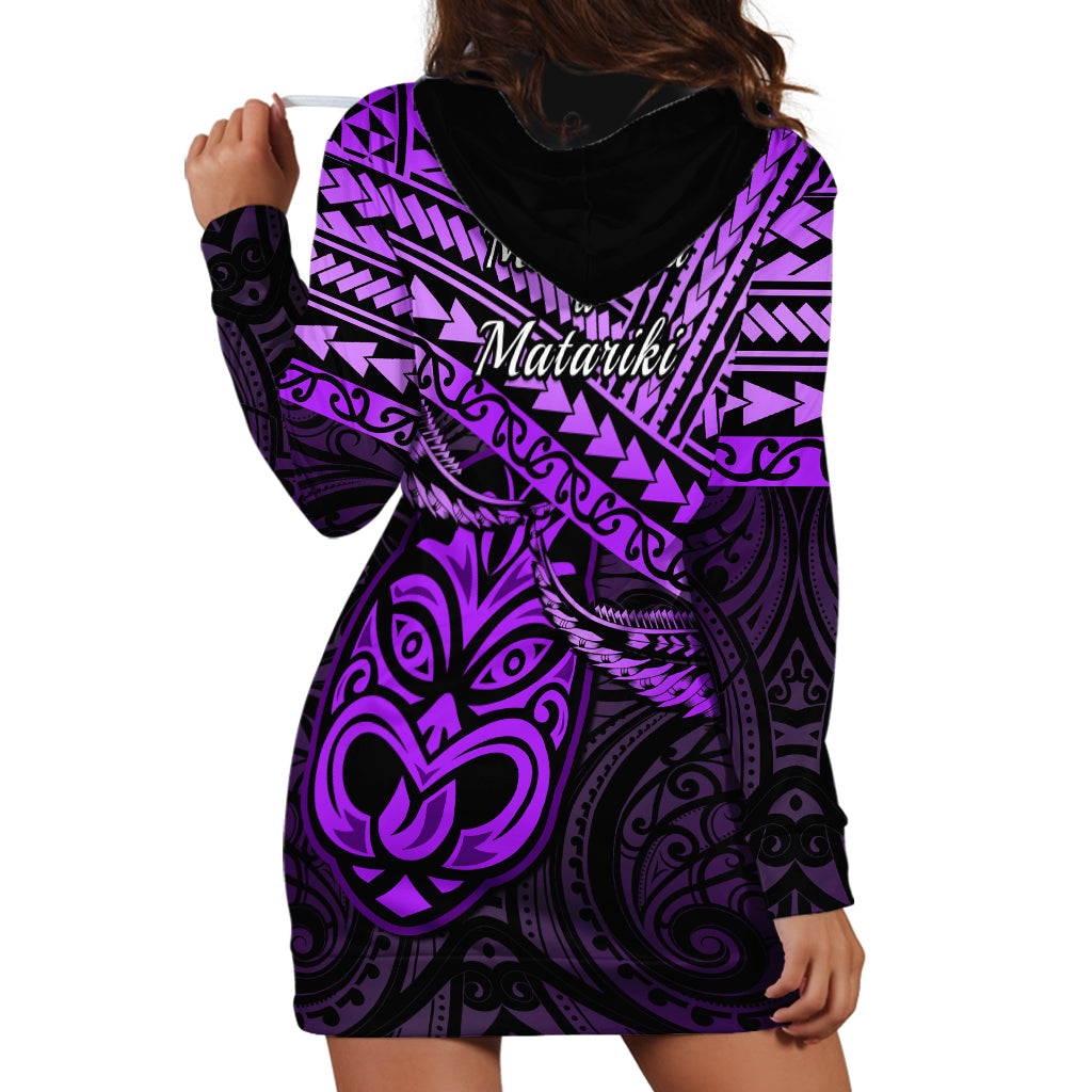 Matariki New Zealand Hoodie Dress Maori New Year Tiki Purple Version LT14 - Polynesian Pride