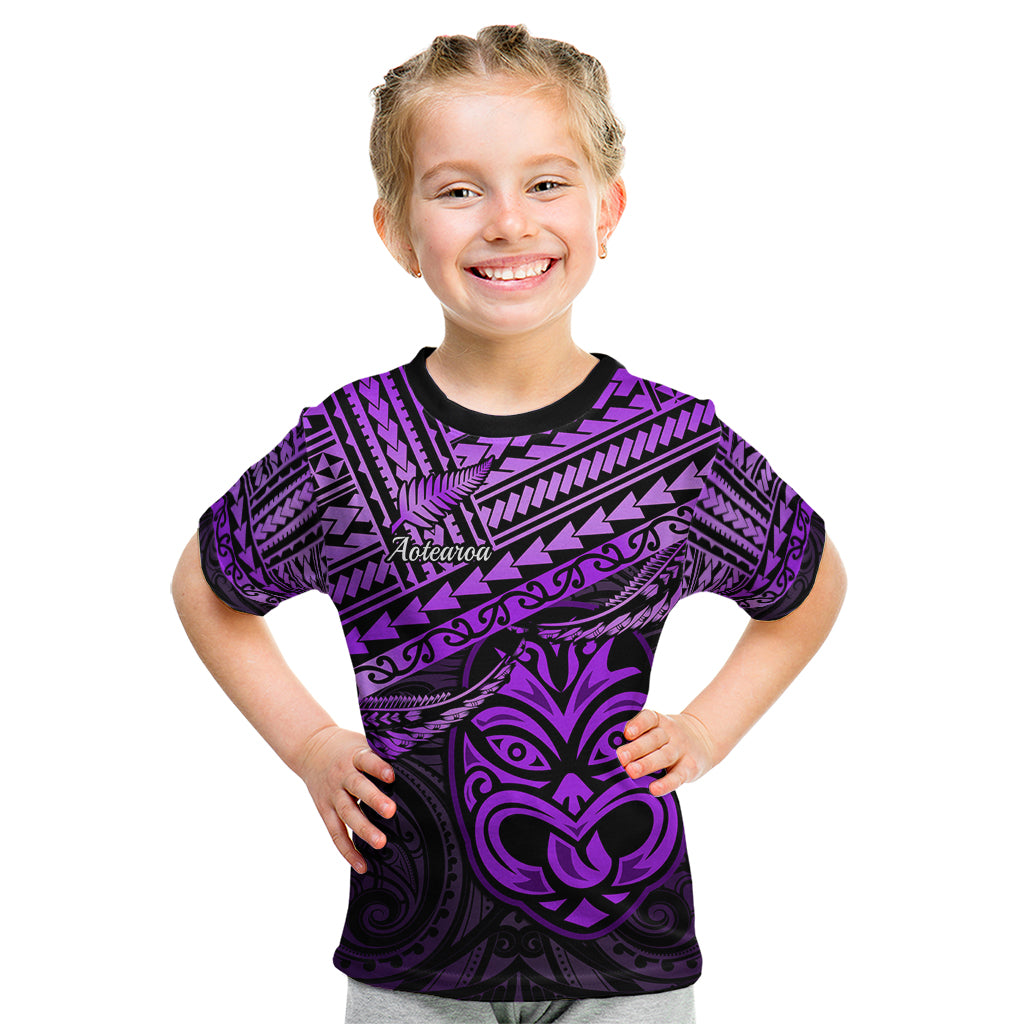 Matariki New Zealand Kid T Shirt Maori New Year Tiki Purple Version LT14 Purple - Polynesian Pride