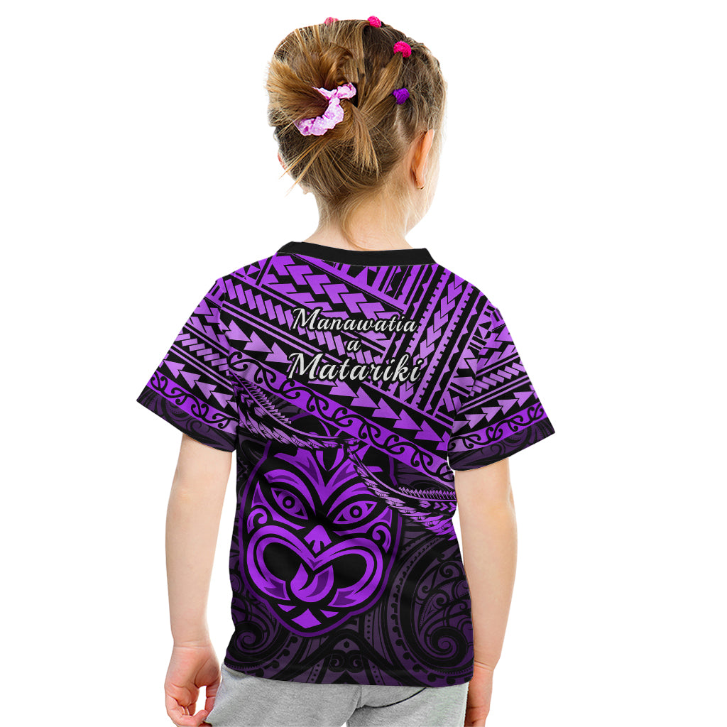 Matariki New Zealand Kid T Shirt Maori New Year Tiki Purple Version LT14 - Polynesian Pride