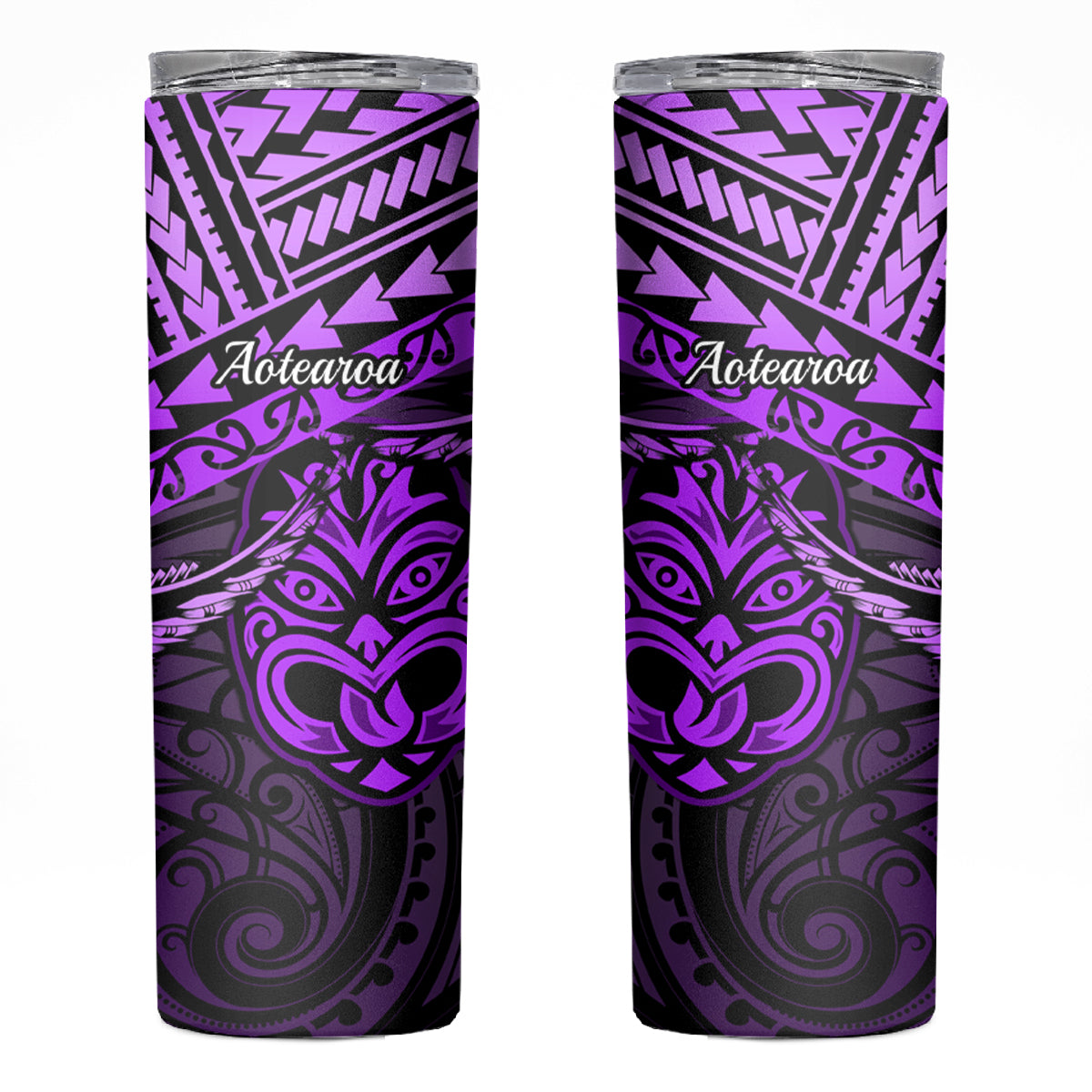 Matariki New Zealand Skinny Tumbler Maori New Year Tiki Purple Version LT14 Purple - Polynesian Pride