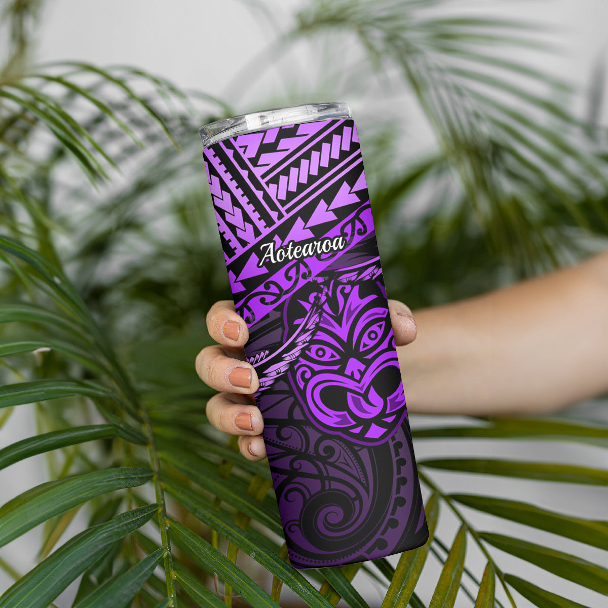 Matariki New Zealand Skinny Tumbler Maori New Year Tiki Purple Version LT14 - Polynesian Pride