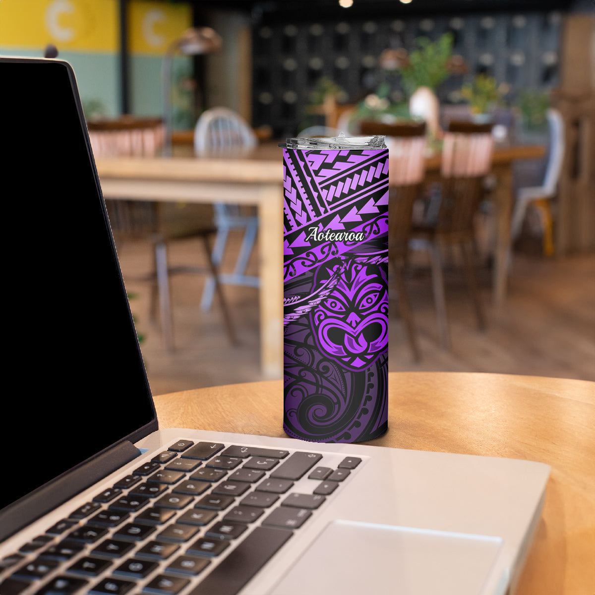 Matariki New Zealand Skinny Tumbler Maori New Year Tiki Purple Version LT14 - Polynesian Pride