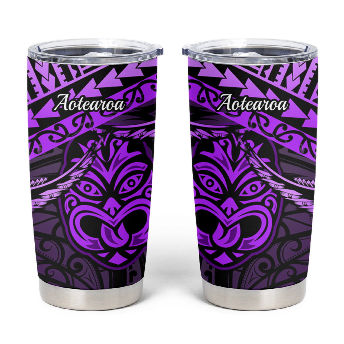 Matariki New Zealand Tumbler Cup Maori New Year Tiki Purple Version LT14 Purple - Polynesian Pride
