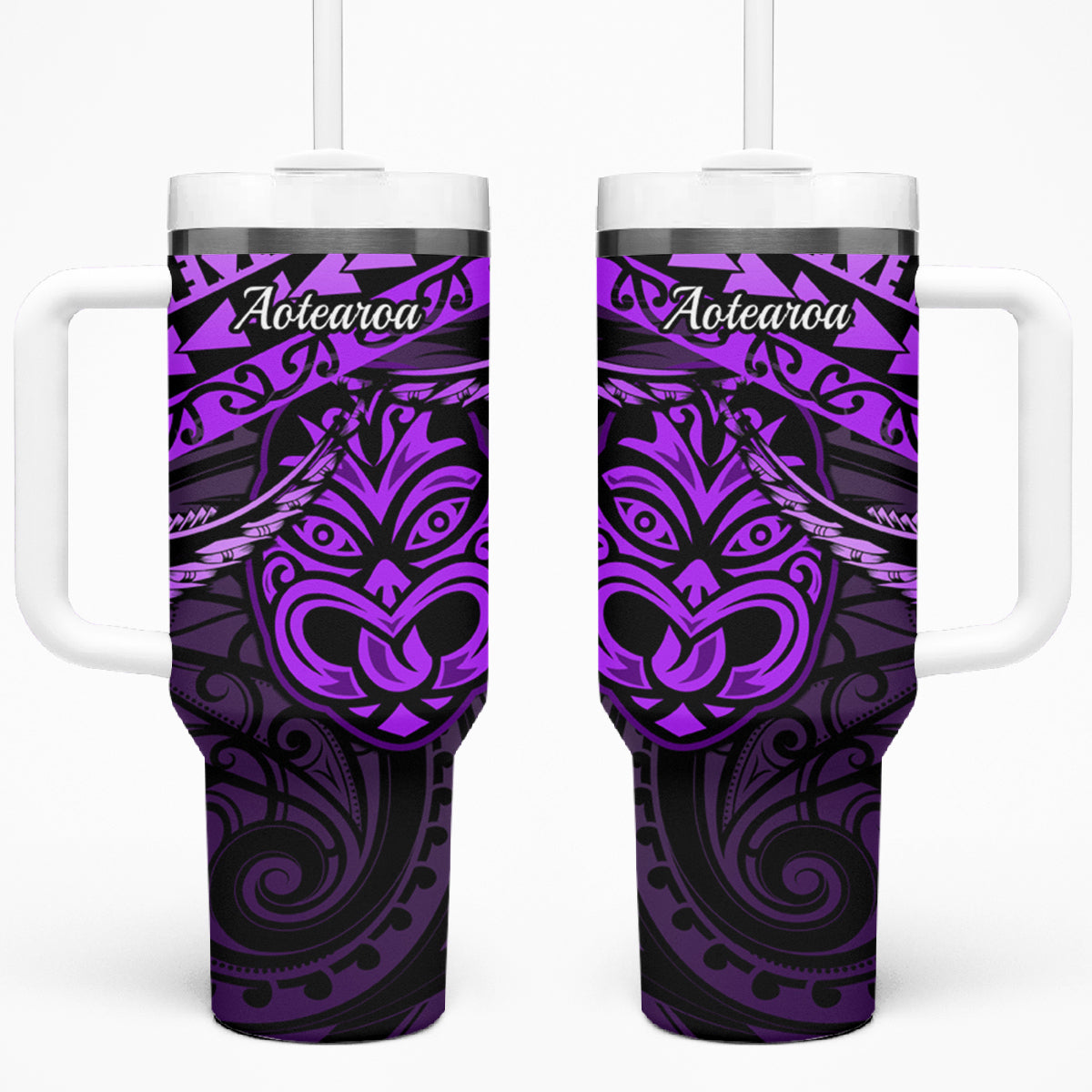 Matariki New Zealand Tumbler With Handle Maori New Year Tiki Purple Version LT14 One Size: 40 oz Purple - Polynesian Pride