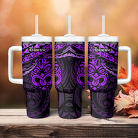 Matariki New Zealand Tumbler With Handle Maori New Year Tiki Purple Version LT14 - Polynesian Pride