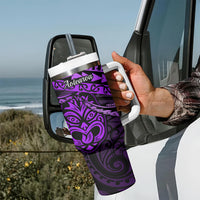 Matariki New Zealand Tumbler With Handle Maori New Year Tiki Purple Version LT14 - Polynesian Pride