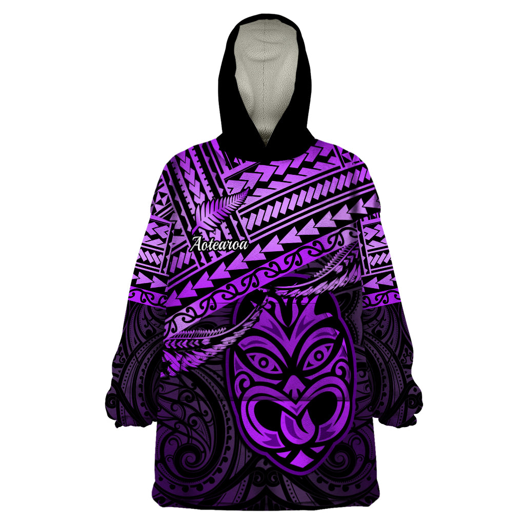 Matariki New Zealand Wearable Blanket Hoodie Maori New Year Tiki Purple Version LT14 One Size Purple - Polynesian Pride
