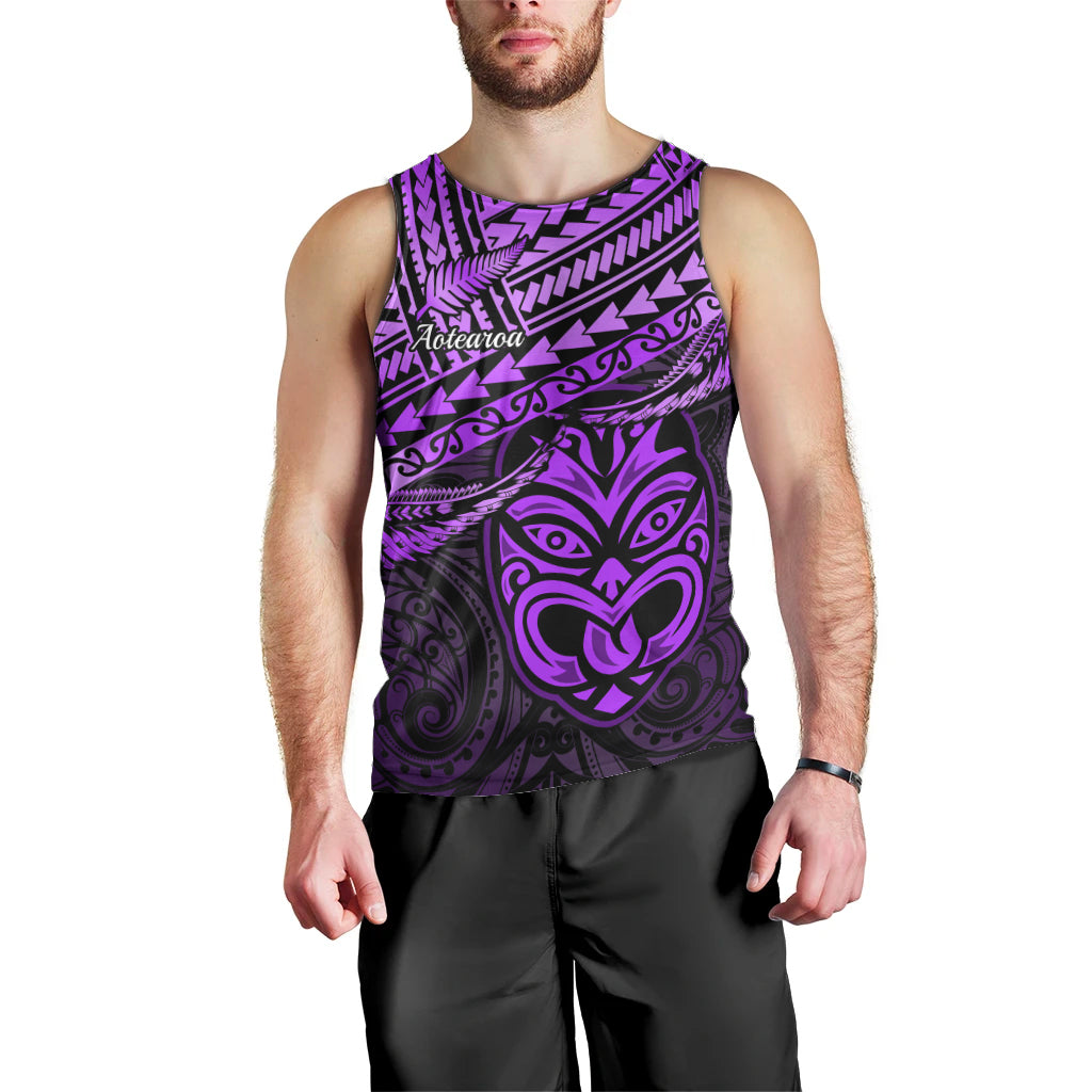 Personalised Matariki New Zealand Men Tank Top Maori New Year Tiki Purple Version LT14 - Polynesian Pride