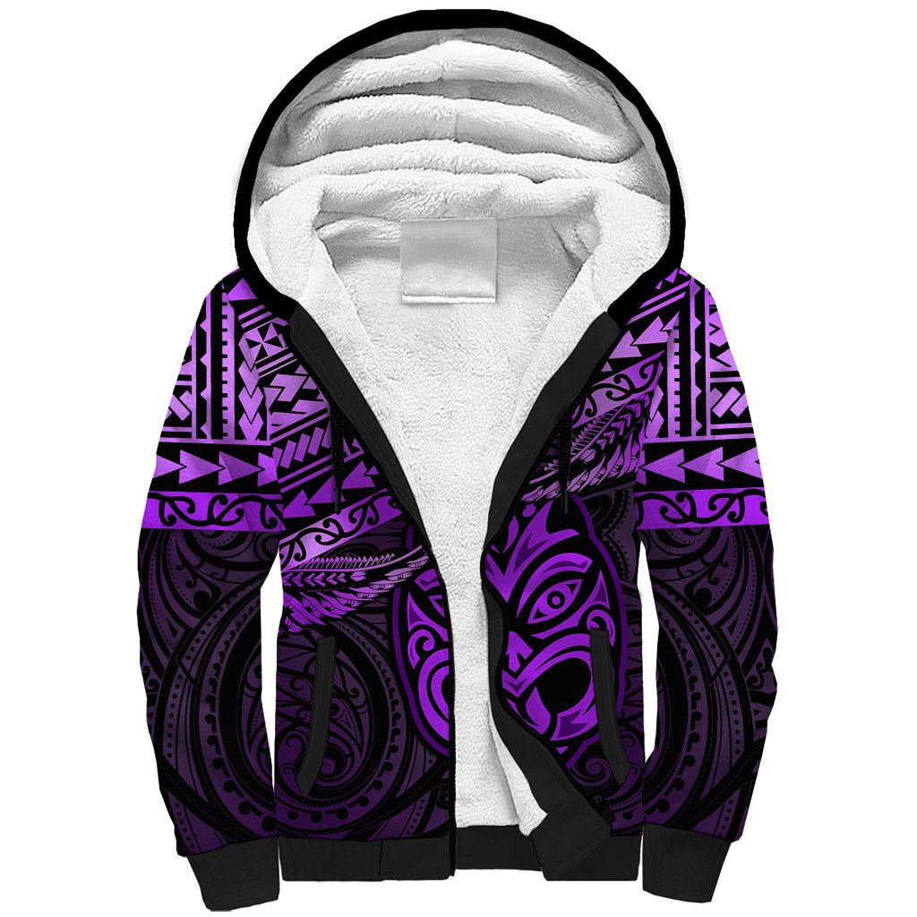 Personalised Matariki New Zealand Sherpa Hoodie Maori New Year Tiki Purple Version LT14 Unisex Purple - Polynesian Pride