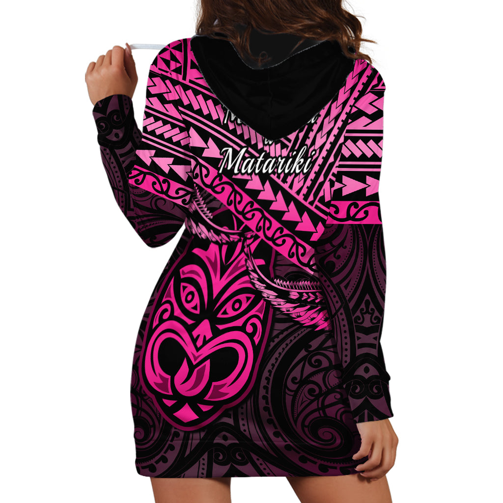 Matariki New Zealand Hoodie Dress Maori New Year Tiki Pink Version LT14 - Polynesian Pride