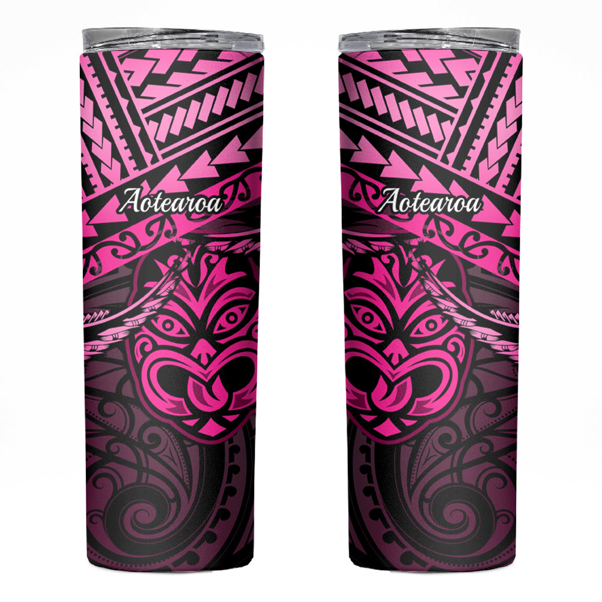 Matariki New Zealand Skinny Tumbler Maori New Year Tiki Pink Version LT14 Pink - Polynesian Pride