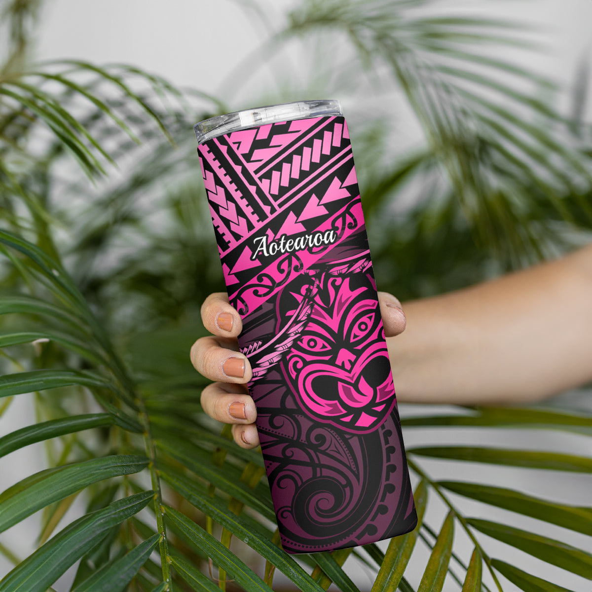 Matariki New Zealand Skinny Tumbler Maori New Year Tiki Pink Version LT14 - Polynesian Pride