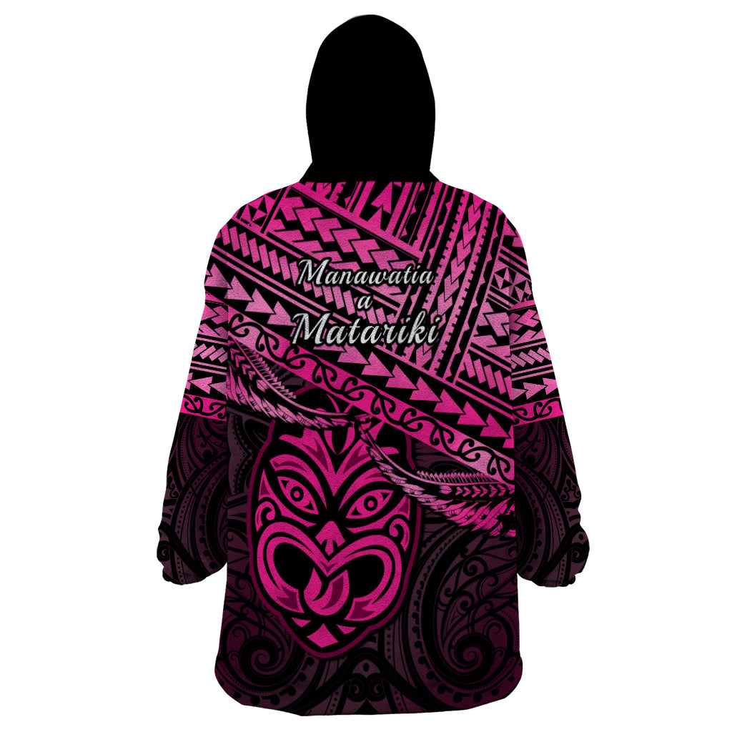 Matariki New Zealand Wearable Blanket Hoodie Maori New Year Tiki Pink Version LT14 - Polynesian Pride
