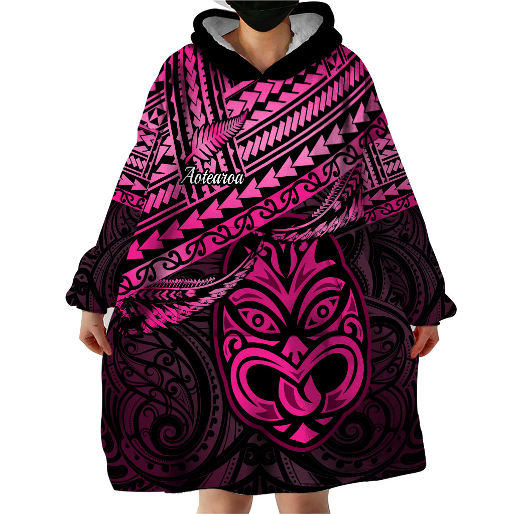 Personalised Matariki New Zealand Wearable Blanket Hoodie Maori New Year Tiki Pink Version LT14 - Polynesian Pride