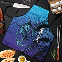 Personalised Polynesia Blue Marlin Fishing Apron Marlin Anchor Tattoo Polynesian Pattern