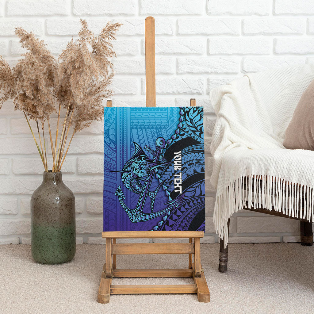 Personalised Polynesia Blue Marlin Fishing Canvas Wall Art Marlin Anchor Tattoo Polynesian Pattern