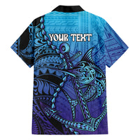 Personalised Polynesia Blue Marlin Fishing Family Matching Off Shoulder Maxi Dress and Hawaiian Shirt Marlin Anchor Tattoo Polynesian Pattern LT14 - Polynesian Pride