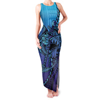 Personalised Polynesia Blue Marlin Fishing Family Matching Tank Maxi Dress and Hawaiian Shirt Marlin Anchor Tattoo Polynesian Pattern LT14 Mom's Dress Purple - Polynesian Pride