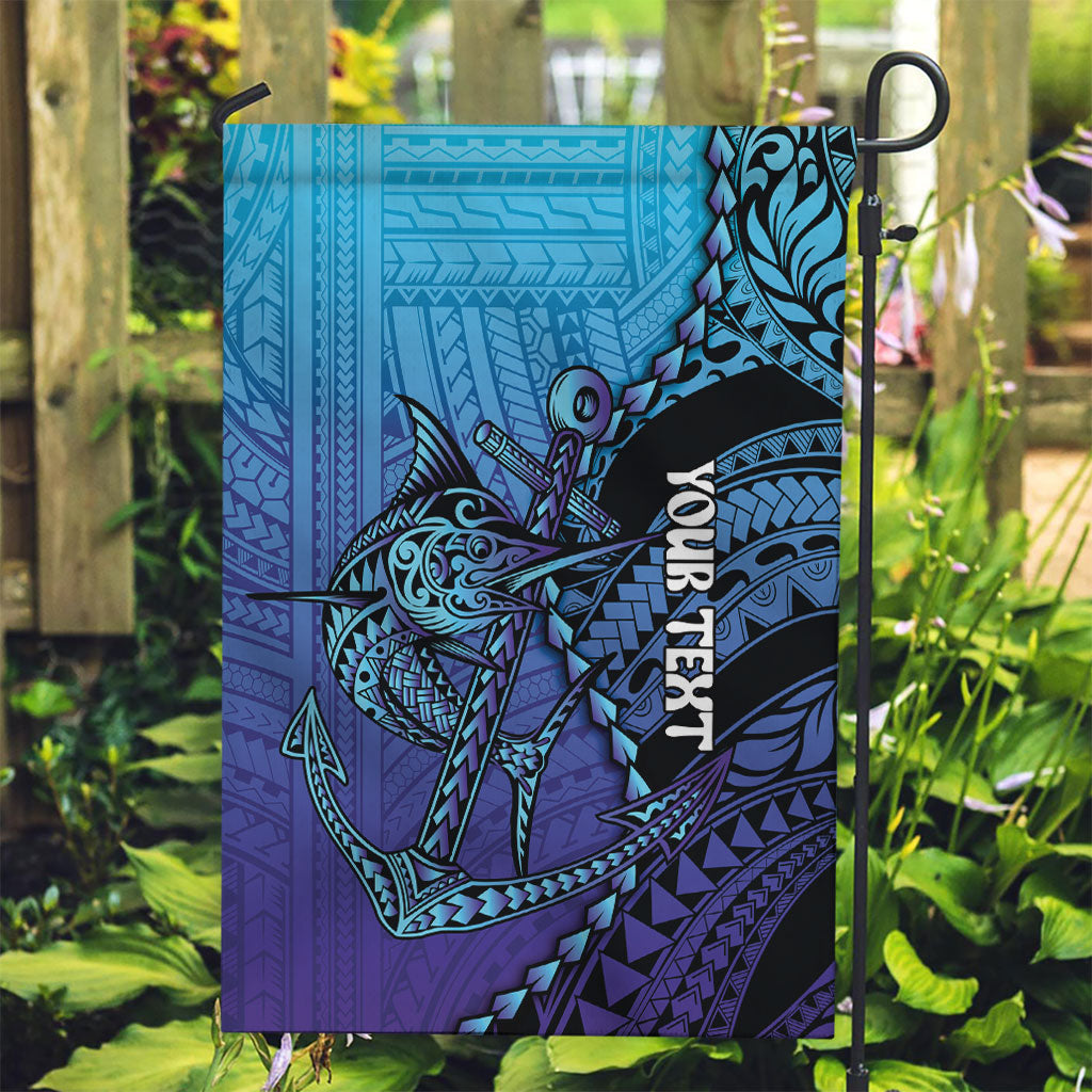 Personalised Polynesia Blue Marlin Fishing Garden Flag Marlin Anchor Tattoo Polynesian Pattern