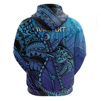 Personalised Polynesia Blue Marlin Fishing Hoodie Marlin Anchor Tattoo Polynesian Pattern