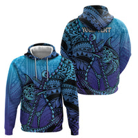 Personalised Polynesia Blue Marlin Fishing Hoodie Marlin Anchor Tattoo Polynesian Pattern