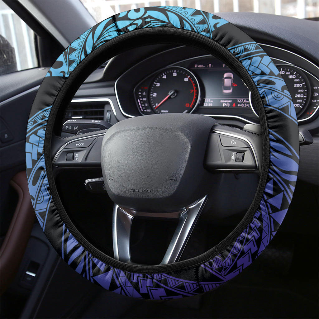 Polynesia Blue Marlin Fishing Steering Wheel Cover Marlin Anchor Tattoo Polynesian Pattern