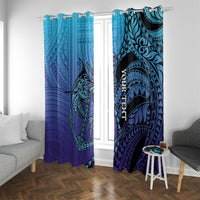 Personalised Polynesia Blue Marlin Fishing Window Curtain Marlin Anchor Tattoo Polynesian Pattern