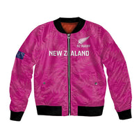 Custom New Zealand Silver Fern Rugby Bomber Jacket Go Aotearoa - Pink Version LT14 Unisex Pink - Polynesian Pride