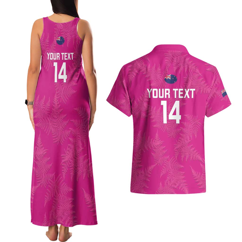 Custom New Zealand Silver Fern Rugby Couples Matching Tank Maxi Dress and Hawaiian Shirt Go Aotearoa - Pink Version