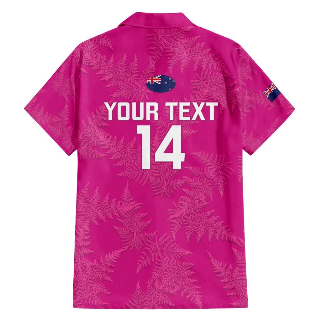 Custom New Zealand Silver Fern Rugby Family Matching Long Sleeve Bodycon Dress and Hawaiian Shirt Go Aotearoa - Pink Version