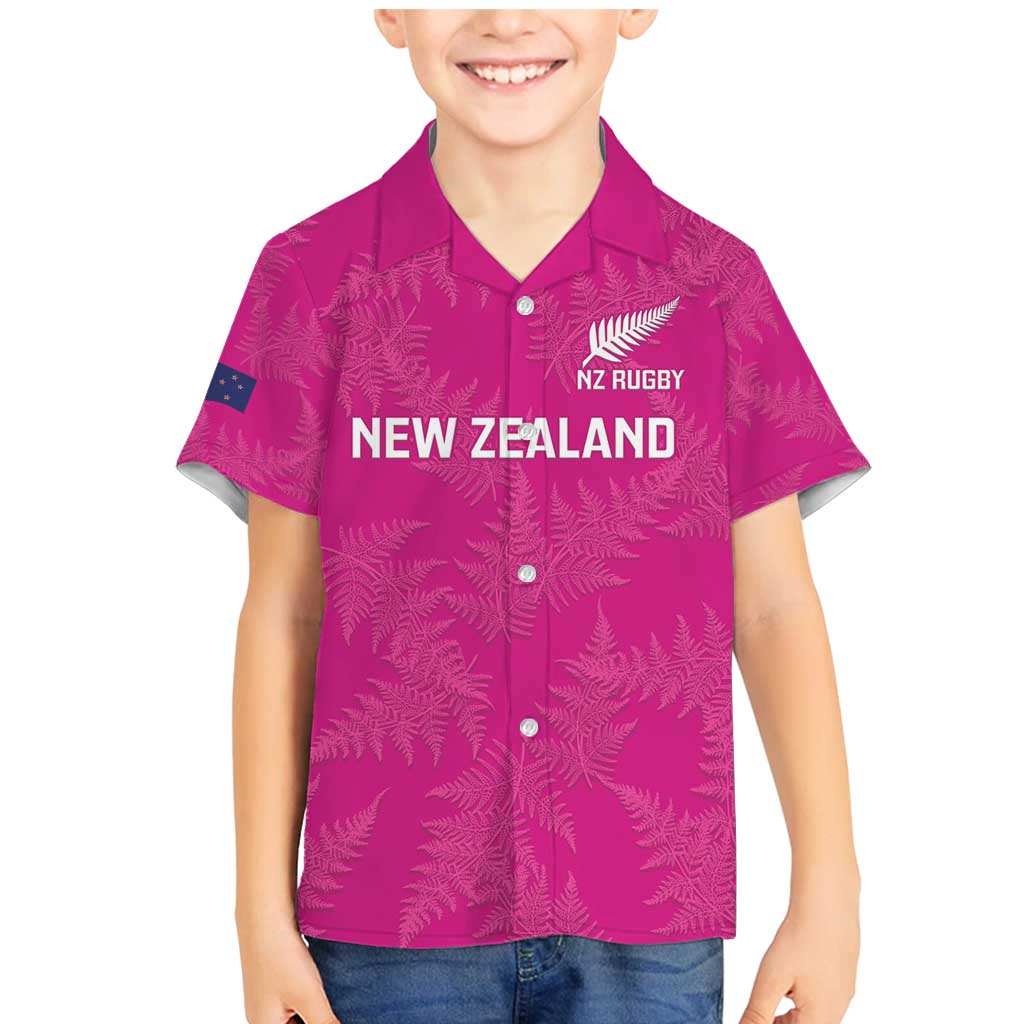 Custom New Zealand Silver Fern Rugby Family Matching Mermaid Dress and Hawaiian Shirt Go Aotearoa - Pink Version LT14 Son's Shirt Pink - Polynesian Pride