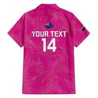 Custom New Zealand Silver Fern Rugby Family Matching Off Shoulder Short Dress and Hawaiian Shirt Go Aotearoa - Pink Version LT14 - Polynesian Pride
