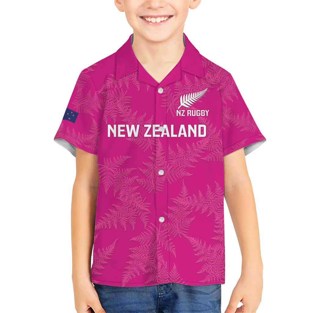 Custom New Zealand Silver Fern Rugby Family Matching Summer Maxi Dress and Hawaiian Shirt Go Aotearoa - Pink Version LT14 Son's Shirt Pink - Polynesian Pride
