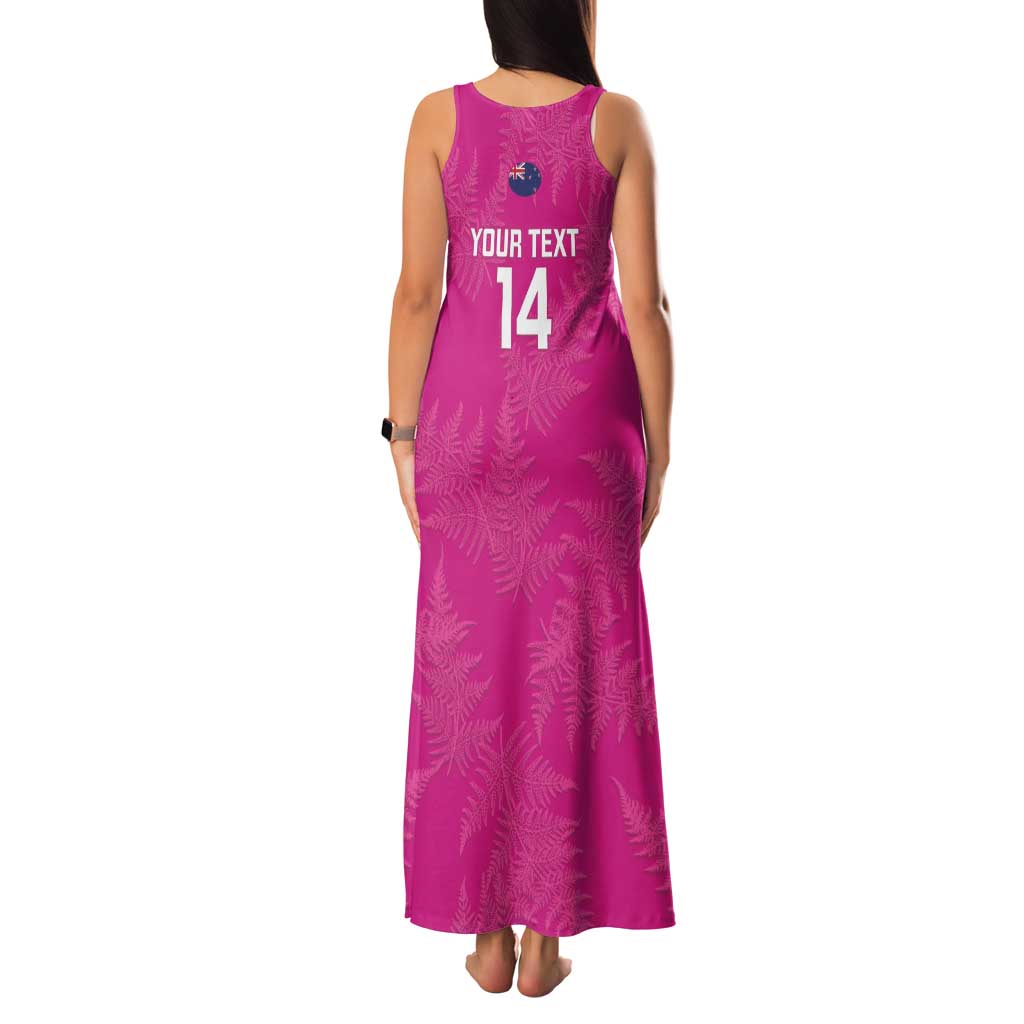 Custom New Zealand Silver Fern Rugby Family Matching Tank Maxi Dress and Hawaiian Shirt Go Aotearoa - Pink Version LT14 - Polynesian Pride