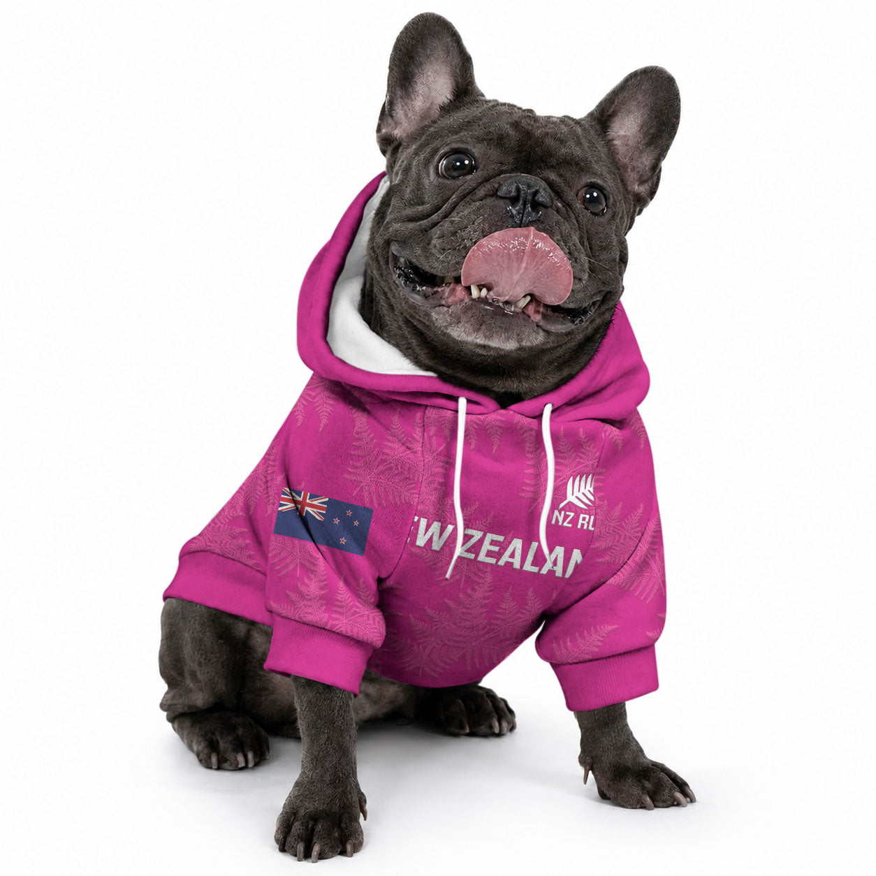 Custom New Zealand Silver Fern Rugby Pet Hoodie Go Aotearoa - Pink Version
