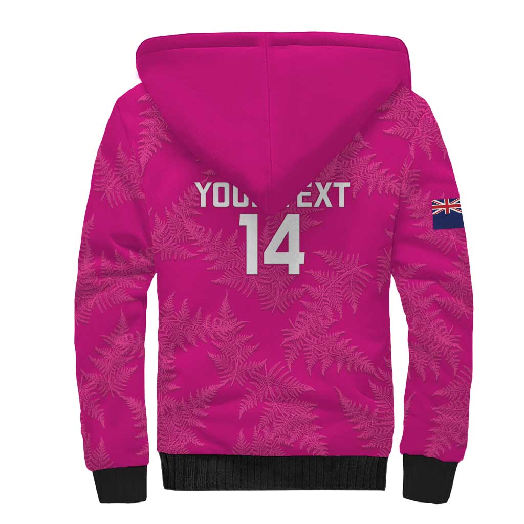 Custom New Zealand Silver Fern Rugby Sherpa Hoodie Go Aotearoa - Pink Version LT14 - Polynesian Pride
