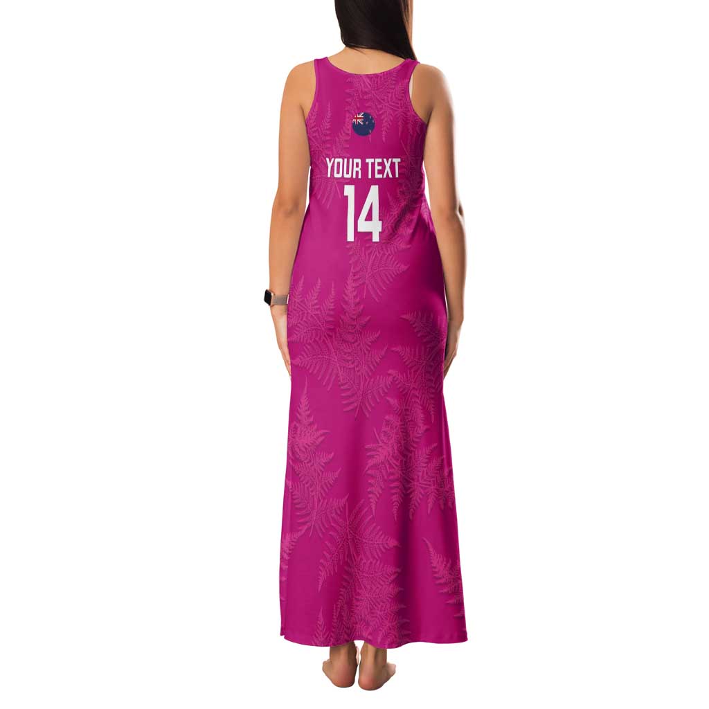 Custom New Zealand Silver Fern Rugby Tank Maxi Dress Go Aotearoa - Pink Version LT14 - Polynesian Pride