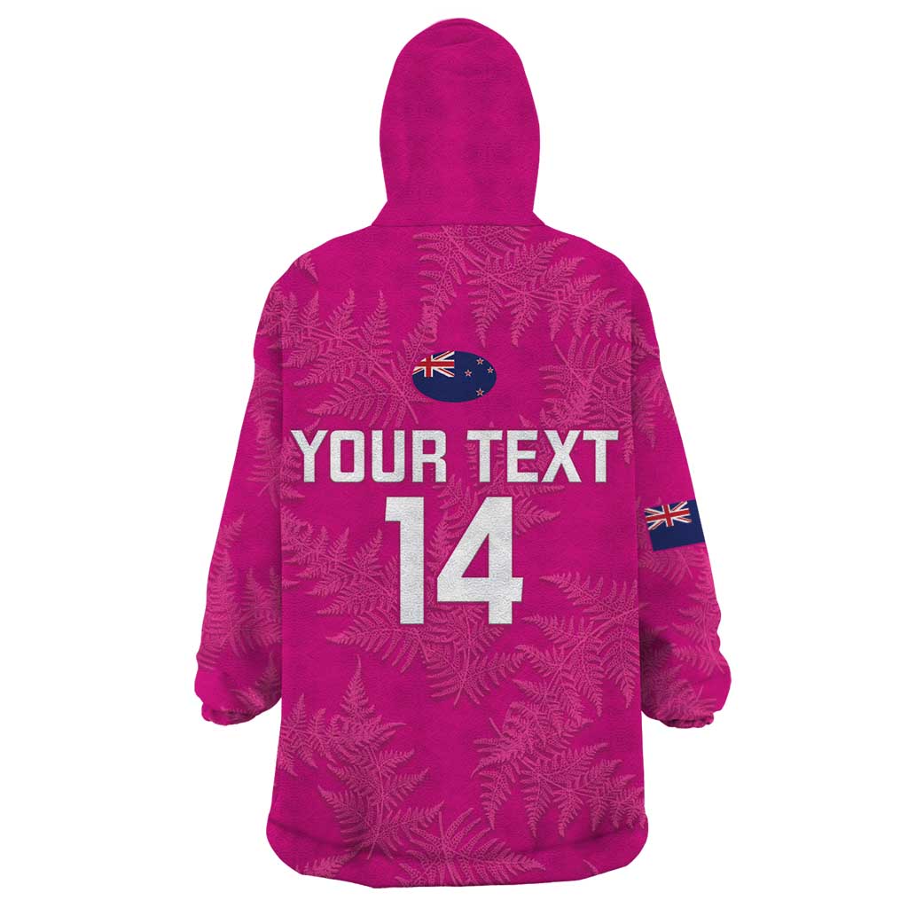Custom New Zealand Silver Fern Rugby Wearable Blanket Hoodie Go Aotearoa - Pink Version LT14 - Polynesian Pride